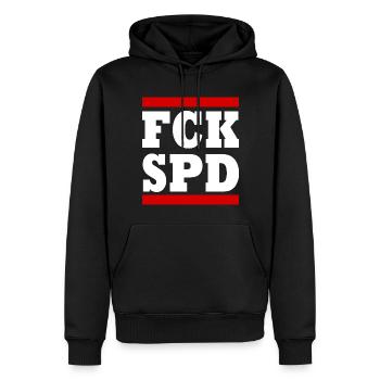 Fck spd - Männer Premium Bio Hoodie - Schwarz - Vorne - Nico (187cm)