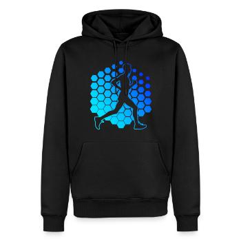 Herren Fitness Joggen Jogging Running Damen - Männer Premium Bio Hoodie - Schwarz - Vorne - Nico (187cm)