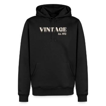 Vintage 1972 Rétro - Sweat à capuche Premium bio Homme - noir - Devant - Nico (187cm)