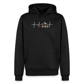 Citation Vintage 80 Ans Octogénaire Fête 1946 - Sweat à capuche Premium bio Homme - noir - Devant - Nico (187cm)