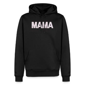 Mama Blüten Typografie - Männer Premium Bio Hoodie - Schwarz - Vorne - Nico (187cm)