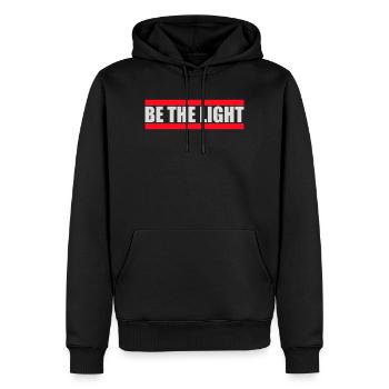 Be The Light Motivierend Positivität Spruch Logo - Männer Premium Bio Hoodie - Schwarz - Vorne - Nico (187cm)