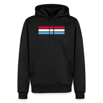 Luxemburg Flagge Minimal - Fahne Fan Streifen Desi - Männer Premium Bio Hoodie - Schwarz - Vorne - Nico (187cm)