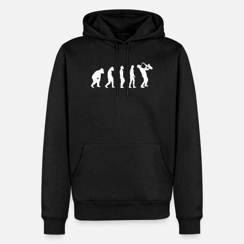 Saxophon Musik Instrument Evolution Saxophonist - Männer Premium Bio Hoodie - Schwarz