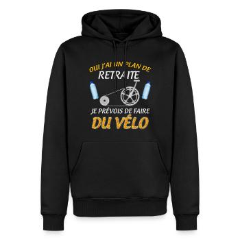 Retraité Passsion Vélo Plan de Retraite - Sweat à capuche Premium bio Homme - noir - Devant - Nico (187cm)