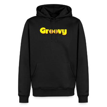 Groovy 70er Jahre Blume Blüte - Männer Premium Bio Hoodie - Schwarz - Vorne - Nico (187cm)