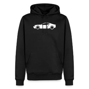 Icône Symbole de voiture Logo d’atelier Véhicule d’affaires - Sweat à capuche Premium bio Homme - noir - Devant - Nico (187cm)