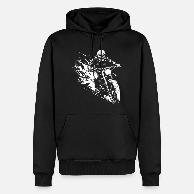 Biker Skull Cadeau Moto - Sweat à capuche Premium bio Homme - noir