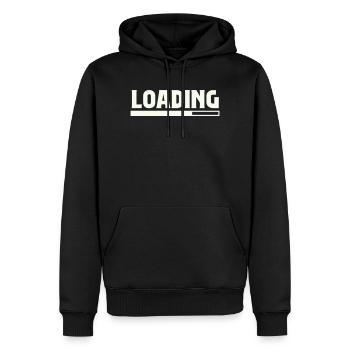 Loading - Men’s Premium Organic Hoodie - black - Front - Nico (187cm)