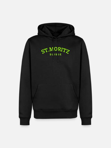 St. Moritz - Suisse - Switzerland - Swiss - Men’s Premium Organic Hoodie - black