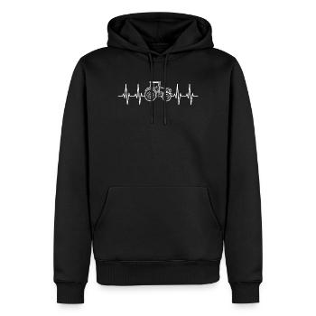 Pulsation de battement de cœur de tracteur agricole - Sweat à capuche Premium bio Homme - noir - Devant - Nico (187cm)