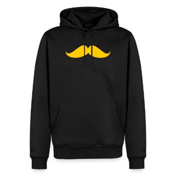 MOUSTACHE.BONNE Fête papa. Fête des pères. - Sweat à capuche Premium bio Homme - noir - Devant - Nico (187cm)