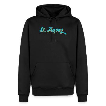 St. Tropez Neon Kalligrafie - Männer Premium Bio Hoodie - Schwarz - Vorne - Nico (187cm)