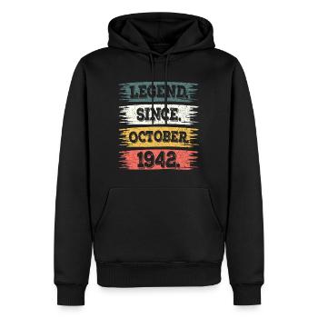 Légende Depuis Octobre 1942 80 Ans Anniversaire - Sweat à capuche Premium bio Homme - noir - Devant - Nico (187cm)