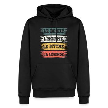 Beauf Homme Mythe Légende Beau-Frère - Sweat à capuche Premium bio Homme - noir - Devant - Nico (187cm)