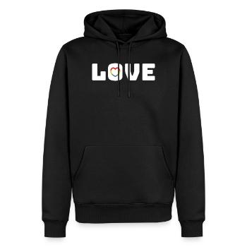 Love Heart Rainbow white - Männer Premium Bio Hoodie - Schwarz - Vorne - Nico (187cm)