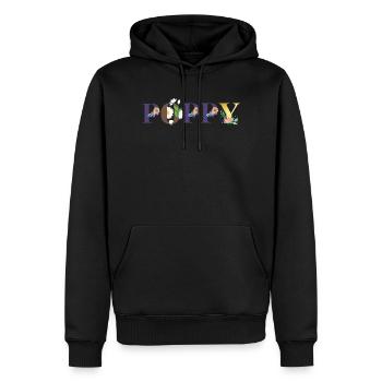 Mohn Namenskunst mit Blumen bestickt - Männer Premium Bio Hoodie - Schwarz - Vorne - Nico (187cm)