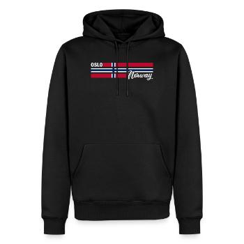 Oslo - Drapeau de la Norvège - Norvège - Drapeau norvégien - Sweat à capuche Premium bio Homme - noir - Devant - Nico (187cm)