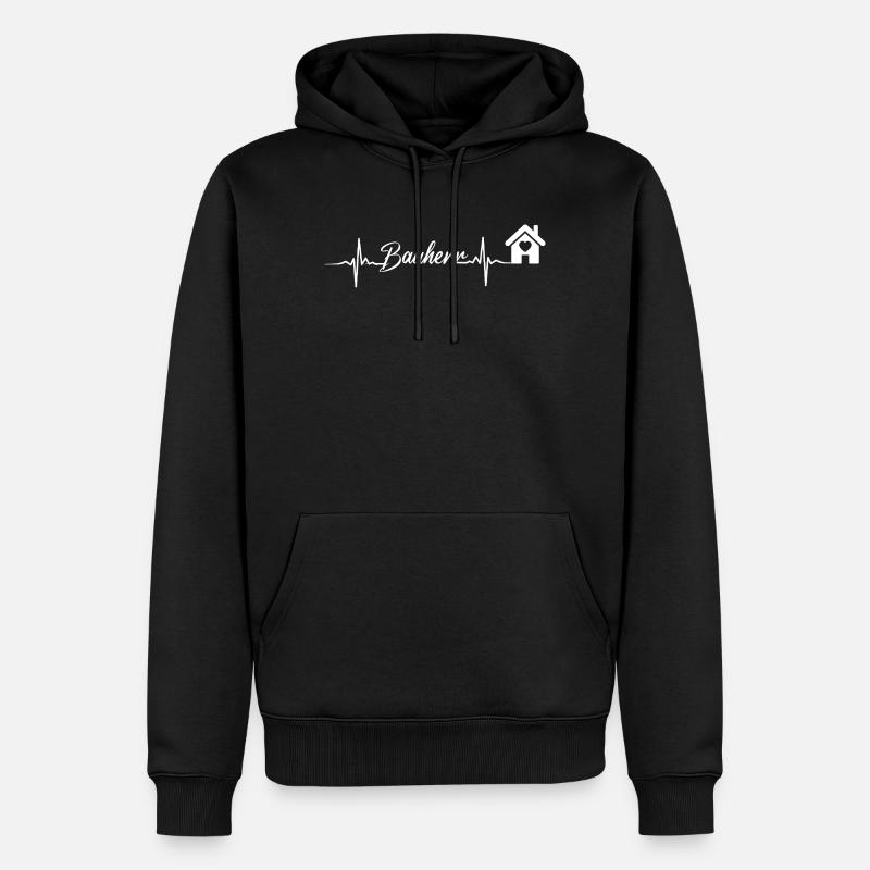 HausHerz Herzschlag Script - Männer Premium Bio Hoodie - Schwarz