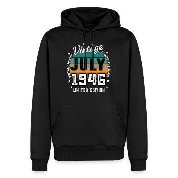 Retro 79 Jahre alt Vintage Juli 1946 79. Geburtstag - Männer Premium Bio Hoodie - Schwarz - Vorne - Nico (187cm)