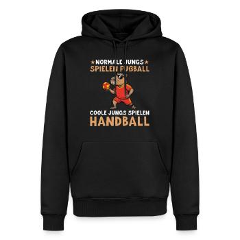 Handballer Capybara - Coole Jungs spielen Handball - Männer Premium Bio Hoodie - Schwarz - Vorne - Nico (187cm)