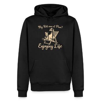 Plan für die Rente - Leben genießen - Männer Premium Bio Hoodie - Schwarz - Vorne - Nico (187cm)