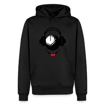 casque headphones golf dj smiley1 - Sweat à capuche Premium bio Homme - noir - Devant - Nico (187cm)