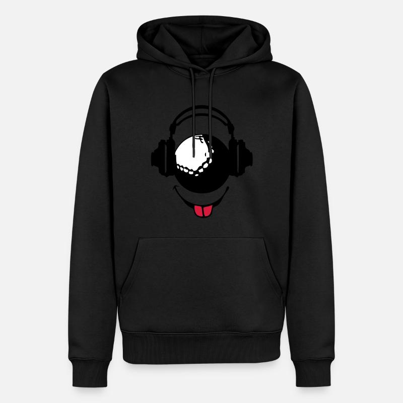 Kopfhörer Kopfhörer dj Golf smiley1 - Männer Premium Bio Hoodie - Schwarz