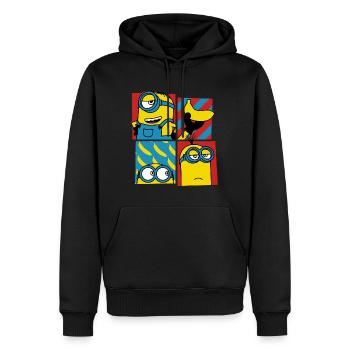 Minions Stuart Bob Kevin Humour - Men’s Premium Organic Hoodie - black - Front - Nico (187cm)