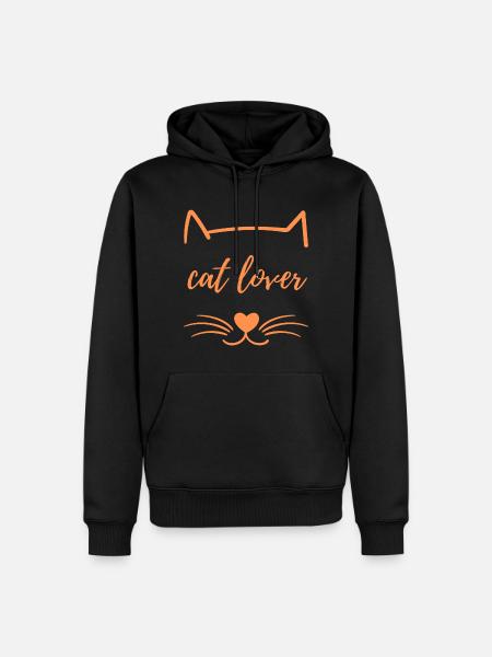 cat lover cats love saying gift orange - Men’s Premium Organic Hoodie - black