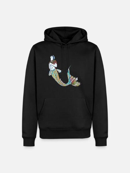 Meerjungfrau als Mann bunt | Geschenk - Herre Premium økologisk hoodie - sort