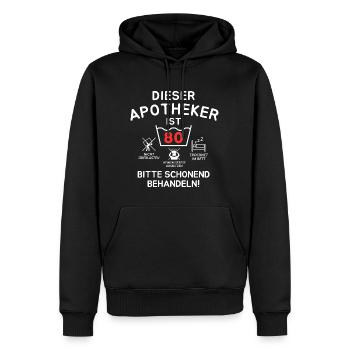 Dieser Apotheker ist 80. Schonend behandeln - Männer Premium Bio Hoodie - Schwarz - Vorne - Nico (187cm)