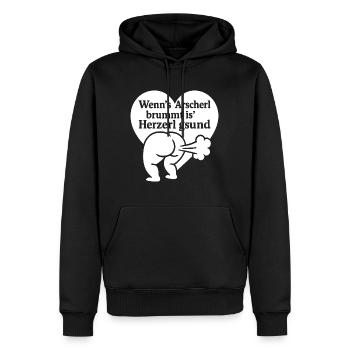 Wenns Arscherl brummt is Herzerl gsund - Männer Premium Bio Hoodie - Schwarz - Vorne - Nico (187cm)