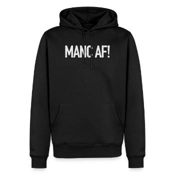 MANC AF - Sweat à capuche Premium bio Homme - noir - Devant - Nico (187cm)