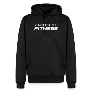 Fueled by Fitness - Sport - Gym - Athletics - Männer Premium Bio Hoodie - Schwarz - Vorne - Nico (187cm)