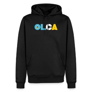 Saint Lucia - Männer Premium Bio Hoodie - Schwarz - Vorne - Nico (187cm)