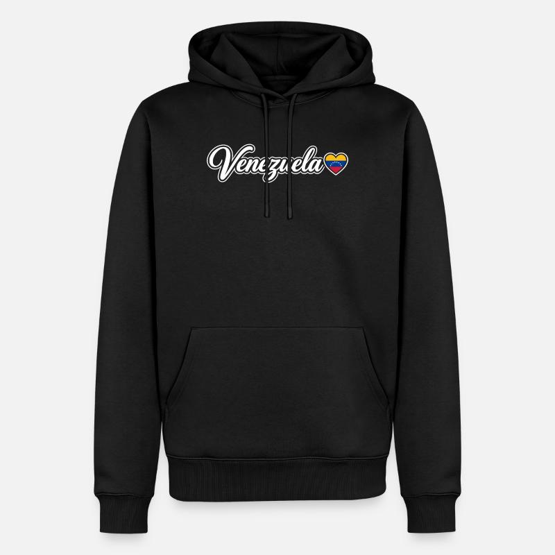 Venezuela-Skript mit Flagge Herz Liebe - Männer Premium Bio Hoodie - Schwarz