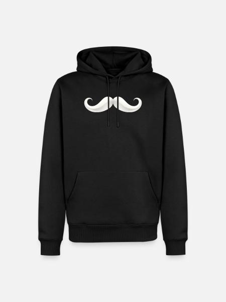 Weißer Schnurrbart Print - Männer Premium Bio Hoodie - Schwarz