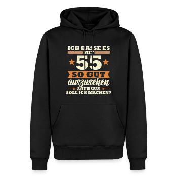 55 Jahre Spruch lustig 55 Geburtstag Geschenk - Männer Premium Bio Hoodie - Schwarz - Vorne - Nico (187cm)