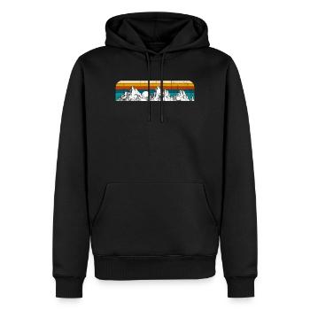 Rétro Montagne Coucher de soleil - Sweat à capuche Premium bio Homme - noir - Devant - Nico (187cm)