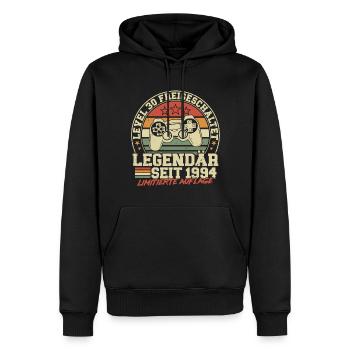 Level 30 Freigeschaltet Legendär seit 1994 - Männer Premium Bio Hoodie - Schwarz - Vorne - Nico (187cm)