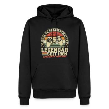 Level 40 Freigeschaltet Legendär seit 1984 - Männer Premium Bio Hoodie - Schwarz - Vorne - Nico (187cm)