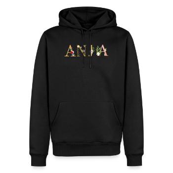 ANJA Nom décoré de fleurs - Sweat à capuche Premium bio Homme - noir - Devant - Nico (187cm)