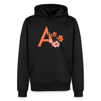 A mit Blumen - Männer Premium Bio Hoodie - Schwarz - Vorne - Nico (187cm)