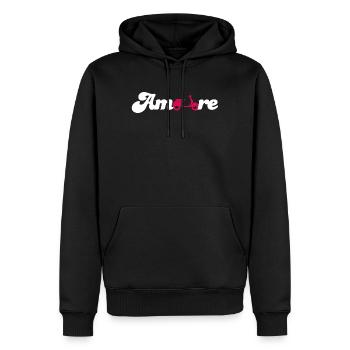 Amore Love Love Italy Fan Roller Police Cursive - Sweat à capuche Premium bio Homme - noir - Devant - Nico (187cm)