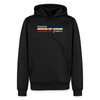 France - Toulouse - Frankreich - Flagge - Streifen - Männer Premium Bio Hoodie - Schwarz - Vorne - Nico (187cm)