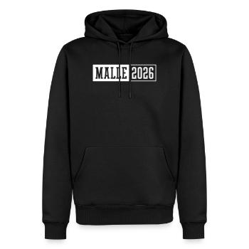 Malle 2026 - Sweat à capuche Premium bio Homme - noir - Devant - Nico (187cm)