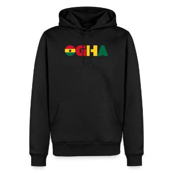 Ghana - Männer Premium Bio Hoodie - Schwarz - Vorne - Nico (187cm)