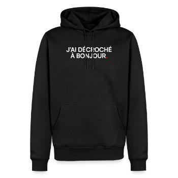 J’ai décroché à bonjour humour réunion - Sweat à capuche Premium bio Homme - noir - Devant - Nico (187cm)