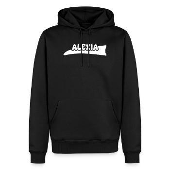 Alexia als Lable - Männer Premium Bio Hoodie - Schwarz - Vorne - Nico (187cm)